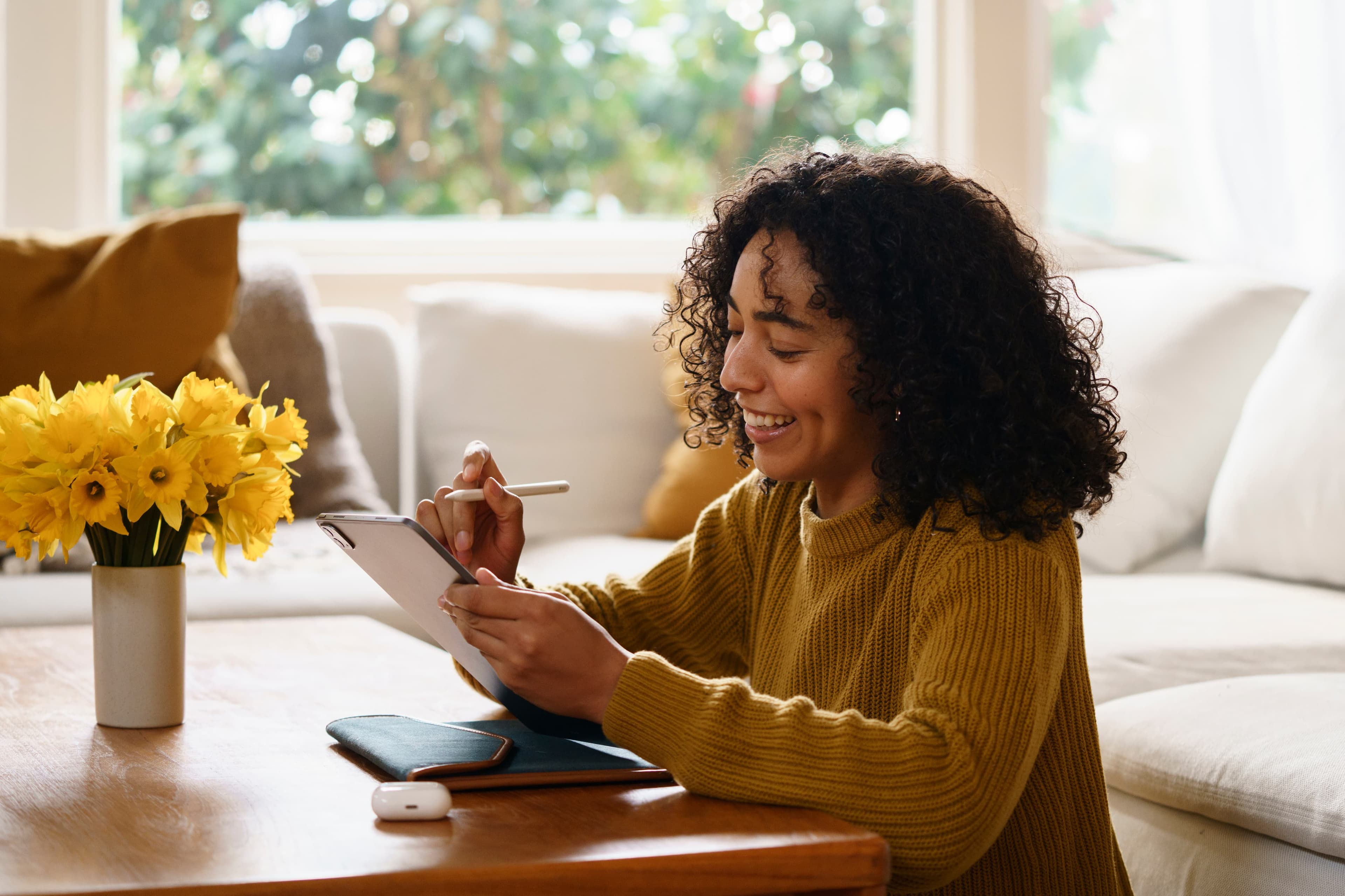 Woman taking a health and wellness survey